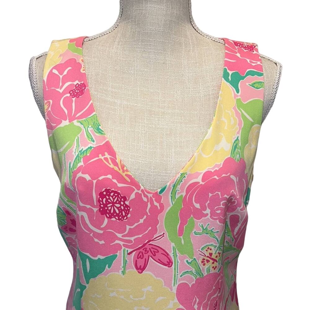 Lilly Pulitzer Silk Sheath Dress With V-Neck -Size 10 - Picture 2 of 7